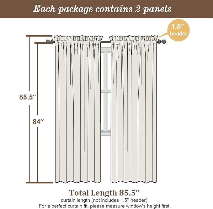 Chyhomenyc Hunter Green Sheer Curtains 84 inches Long 2 Panels, Light Filtering - Image 8