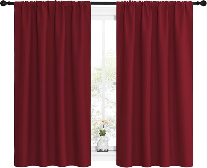 NICETOWN Christmas Burgundy Curtains Blackout Drape Panels - Image 2