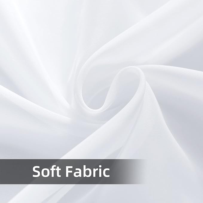 youleyar Solid Sheer Rod Pocket Curtain Voile Draperies 2 Panels White Beige - Image 7