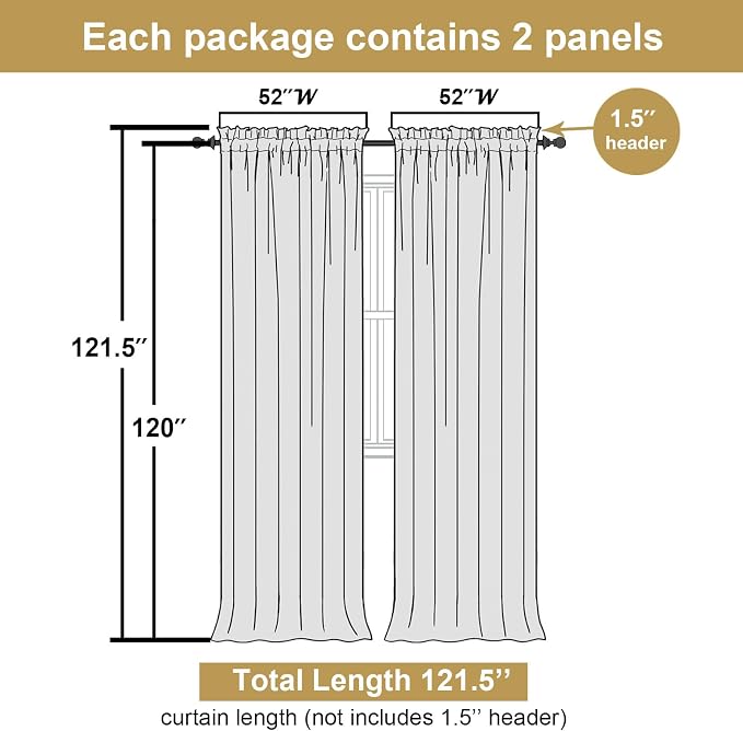Lecloud Leia White Sheer Curtains 120 Inches Long 2 Panels, Jacquard Textured - Image 3