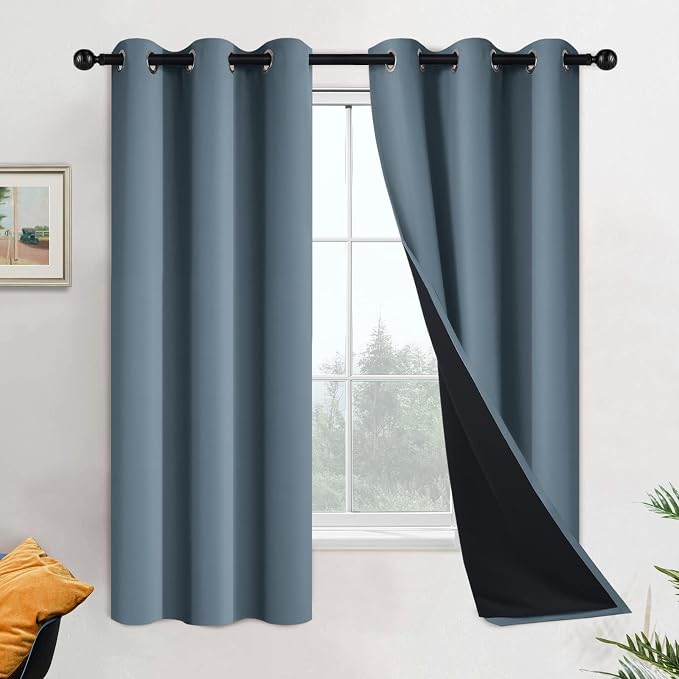 Yakamok 100% Blackout Lined Panels, Thermal Insulated Blackout Curtains by Yakamok