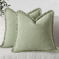 MIULEE Decorative Throw Pillow Covers Neutral Linen Fringe Throw Pillows Set of by MIULEE