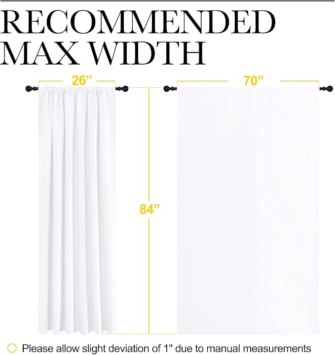 NICETOWN White Curtains, 50% Light Blocking Curtain Panels - Image 7