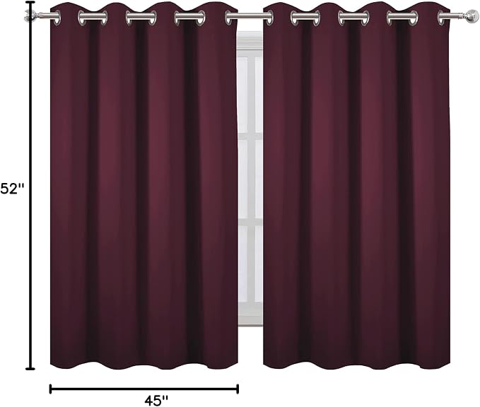 LEMOMO Blackout Curtains 52 x 45 inch/Burgundy Red Curtains Set of 2 - Image 10