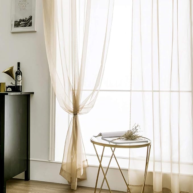 MIULEE Solid Color Sheer Window Curtains Elegant Window Voile - Image 5