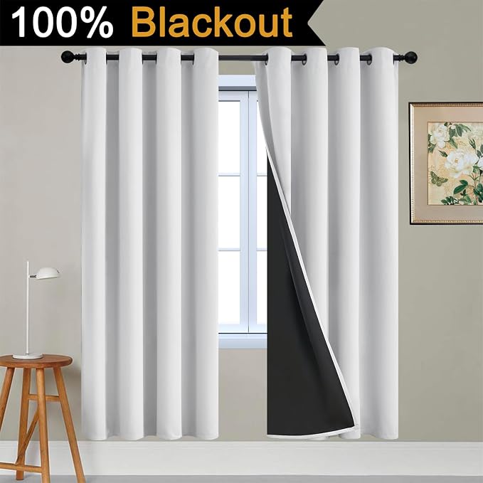 Yakamok 100% Blackout Curtains 72 Inches Long, 2 Thick Layers Heat and Full - Image 2