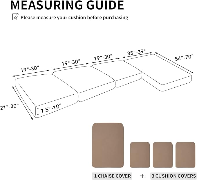 Easy-Going Stretch 4 Pieces Couch Cushion Covers - Image 2