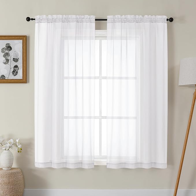 Gwine White Sheer Curtains 63 Inch Length by Gwine