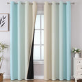 Aqua and Beige Ombre Blackout Bedroom Curtains 108 Inches | Thermal Insulated by ESTELARTEXTILER