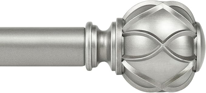KAMANINA 1 Inch Extra Long Curtain Rod 140 to 195 Inches Silver Heavy Duty by KAMANINA