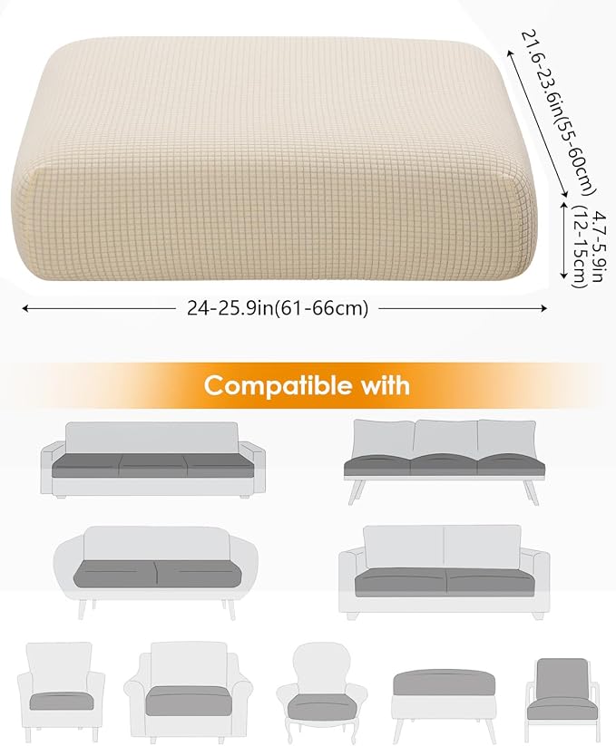 Fuloon Couch Cushion Slipcover, Super Stretch Individual Sofa Covers | 2 Pack - Image 3