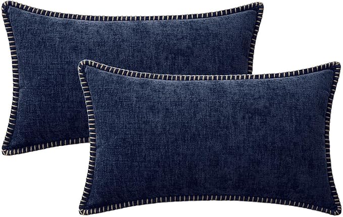 MIULEE Pack of 2 Couch Throw Pillow Covers 12x20 Inch Navy Blue Farmhouse - Image 6