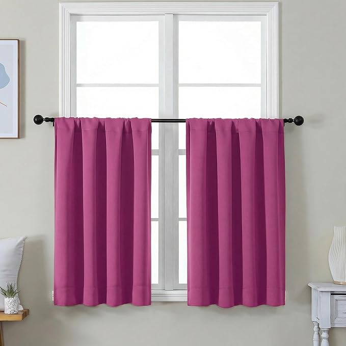 Simplebrand Ava Hot Pink Short 36 Inches Blackout Curtain 2 Panels Set by Simplebrand