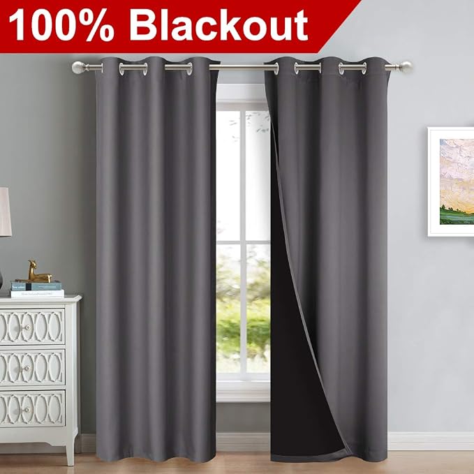 NICETOWN Room Warming Blackout Curtains 80 inches Long, Full Light Blocking - Image 2