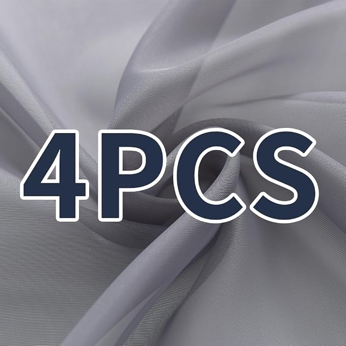 SpaceDresser Grey Sheer Curtains 4 Panels Rod Pocket Semi-Sheer Curtain 54 - Image 8