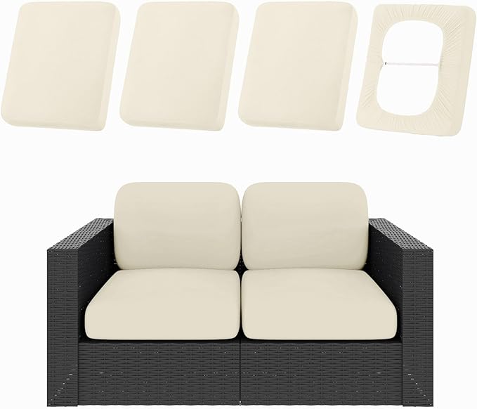 hyha 4Pcs Patio Cushion Covers, Stretch Outdoor Couch Cushion Covers Replacement by hyha