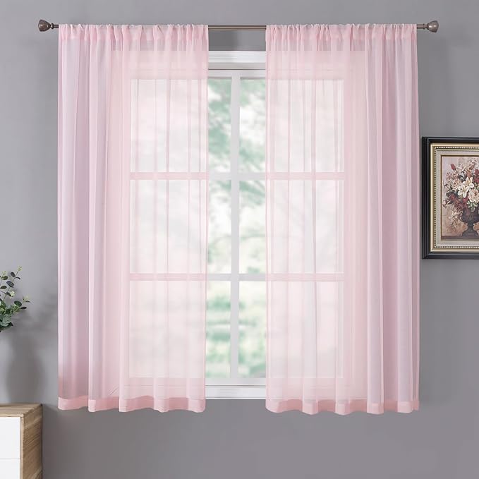 Tollpiz Sheer Curtains Linen Textured Living Room Curtain Sheers Light by Tollpiz