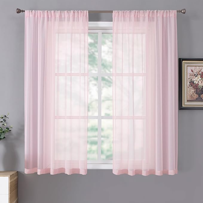 Tollpiz Sheer Curtains Living Room Linen Textured Curtain Sheers Light by Tollpiz