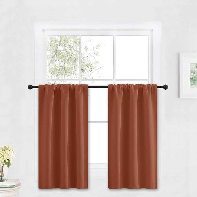 RYB HOME Blackout Cafe Curtains 30 inch Length, Short Light UV Heat Blocking by RYBHOME