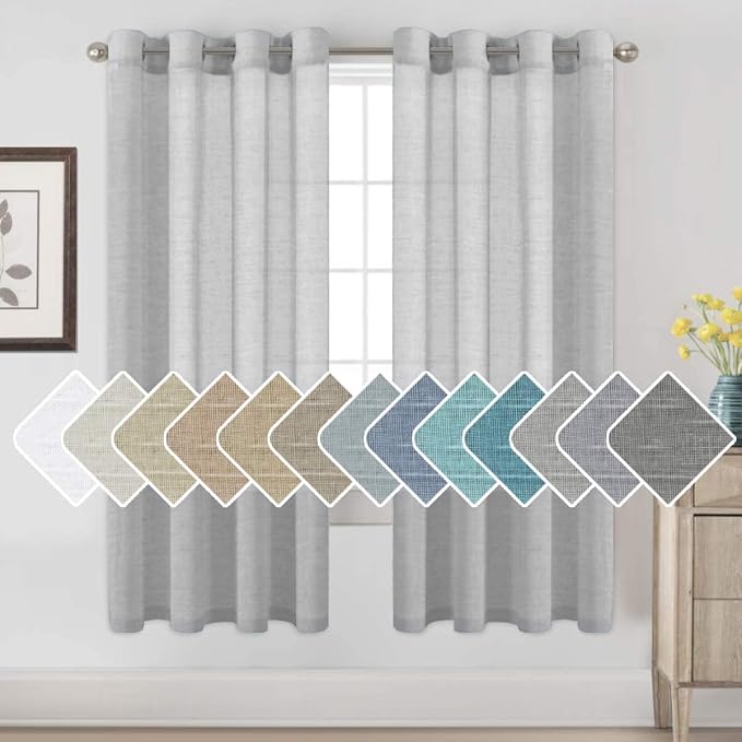 H.VERSAILTEX Linen Curtains Nickel Grommet Natural Linen Semi-Sheer Curtains 2 by HVERSAILTEX