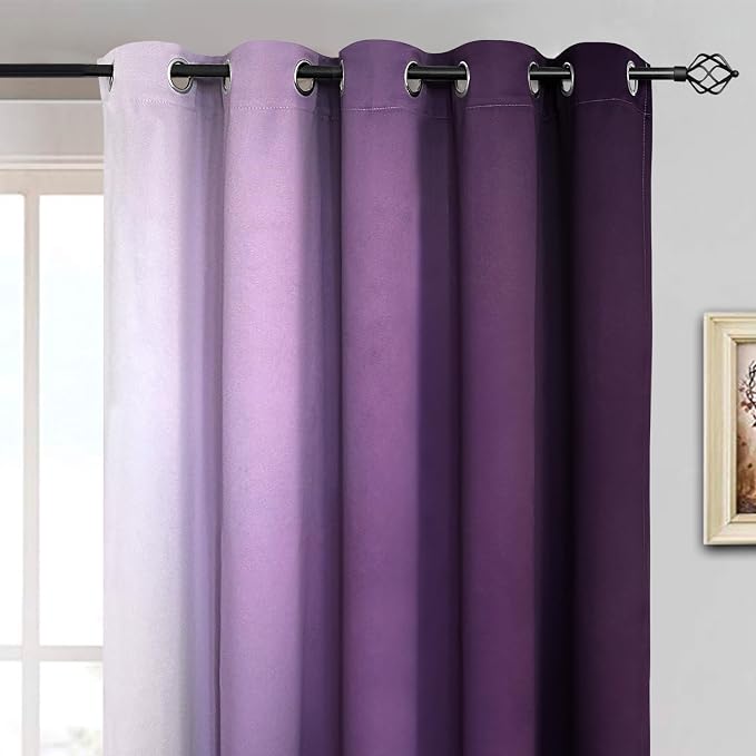 Yakamok Room Darkening Ombre Curtains 84 Inch Length, Light Blocking Grommet - Image 3