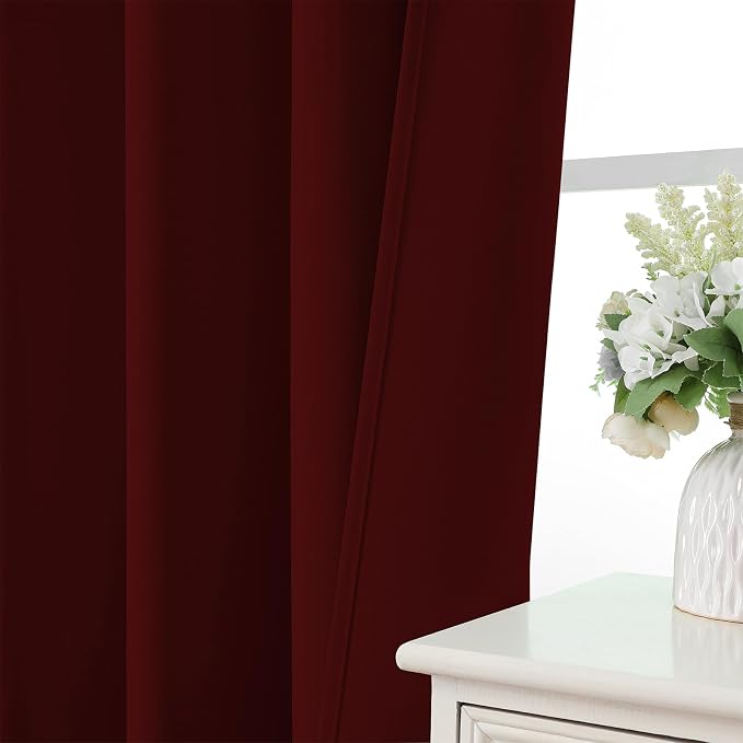 CUCRAF Burgundy Red Blackout Curtains 54 inch Length 2 Panels Set, Rod Pocket - Image 6