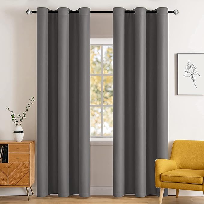 MIULEE 90" Long Blackout Curtains Room Darkening Thermal Insulated Drapes Solid by MIULEE