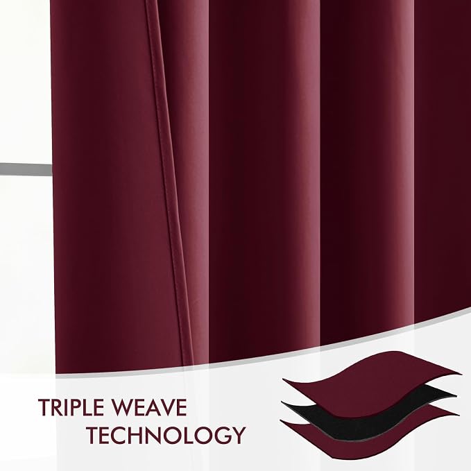 MIULEE Christmas Wine Red Back Tab Blackout Curtains 102 Inch Long 2 Panels Set - Image 7