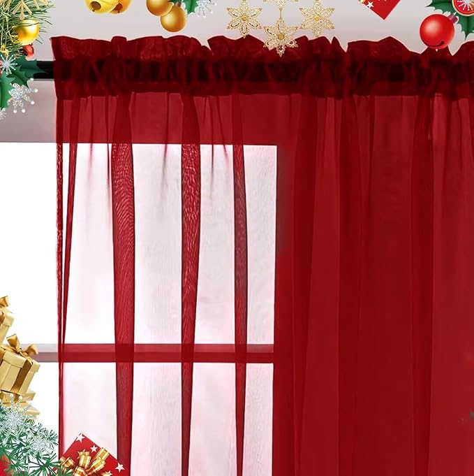 SpaceDresser Sheer Voile Window Treatment Rod Pocket Curtain Panels - Image 8