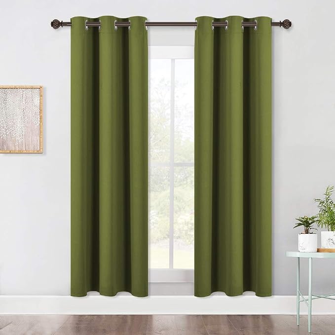 NICETOWN Blackout Window Curtains 70" L, 2 Panels, 34 inch, Olive Green by NICETOWN
