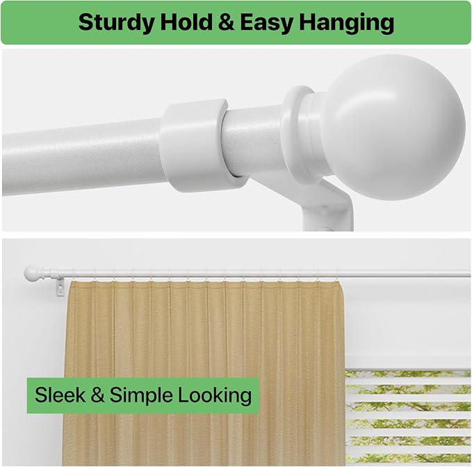 Curtain Rods for Windows 66 to 120 inch, 2 Pack White Long Curtain Rod - Image 6