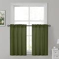 HOMEIDEAS Non-See-Through Olive Green Privacy Sheer Kitchen Curtains, 30 X 36 by HOMEIDEAS
