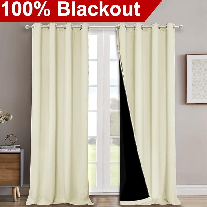 NICETOWN Full Shading Curtains 90 inches Long 2 Panels Set - Image 2