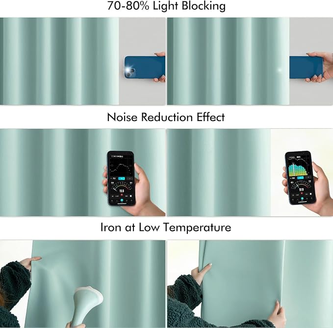 MIULEE Aqua Back Tab Blackout Curtains 102 Inch Long 2 Panels Set - Image 5