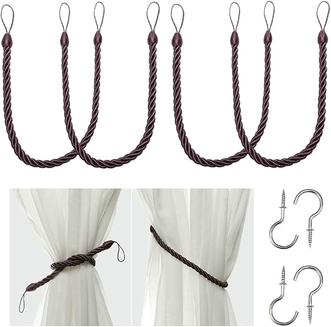 BEL AVENIR Curtain Rope Tiebacks, Drapery Rope Holdbacks by BELAVENIR