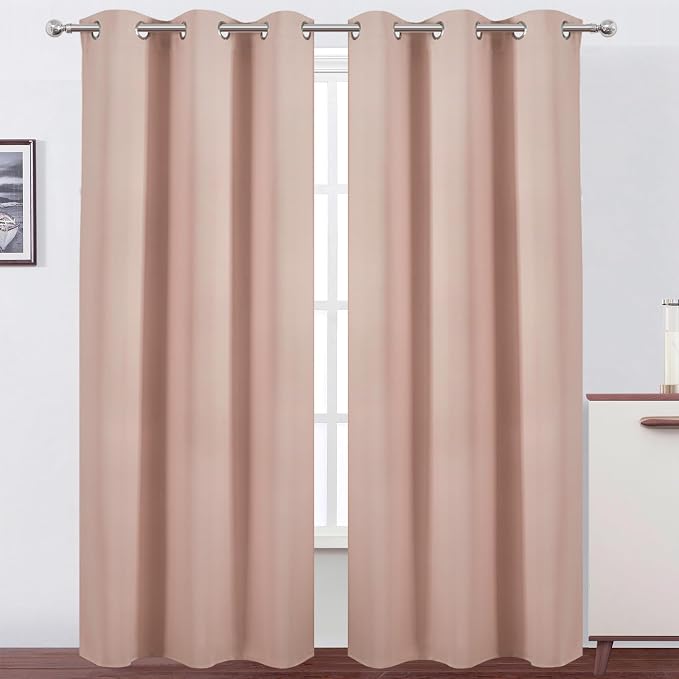 LEMOMO Blush Thermal Blackout Curtains/38 x 84 Inch/Set of 2 Panels Room by Lemomo