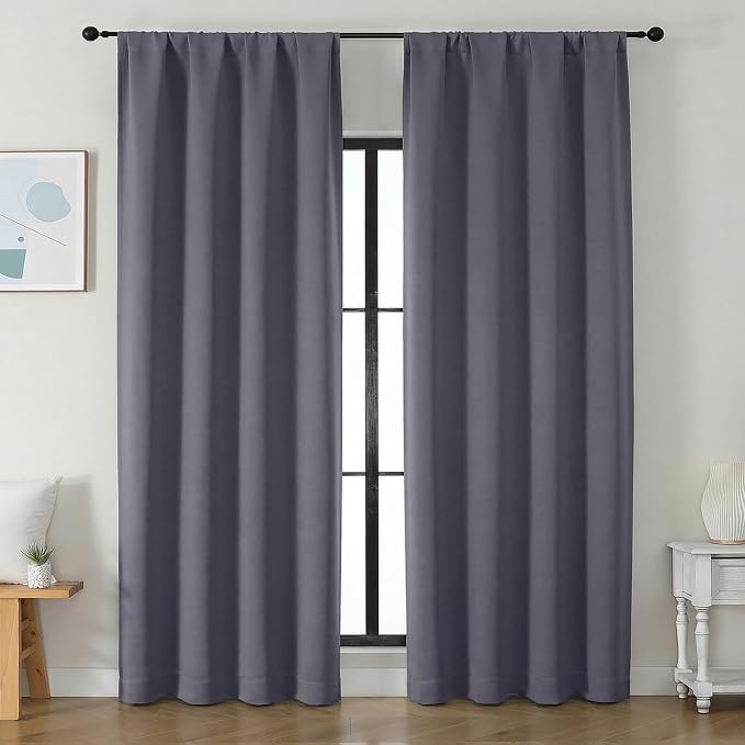 Simplebrand Greyish Purple Blackout Curtains by Simplebrand