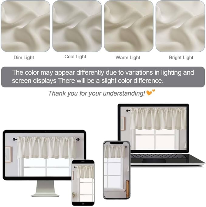Chyhomenyc Kitchen Valances for Windows, Short Window Valance Curtains for - Image 5