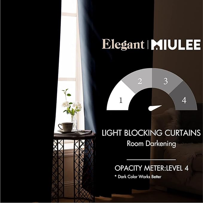 MIULEE 90" Long Blackout Room Darkening Curtains Thermal Insulated Drapes Solid - Image 2