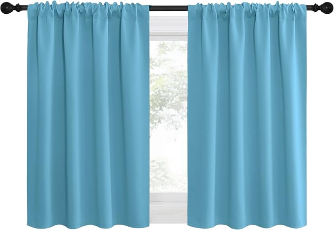 NICETOWN Kitchen Curtains, Teal Blue, Short Blackout Curtains & Drapes by NICETOWN