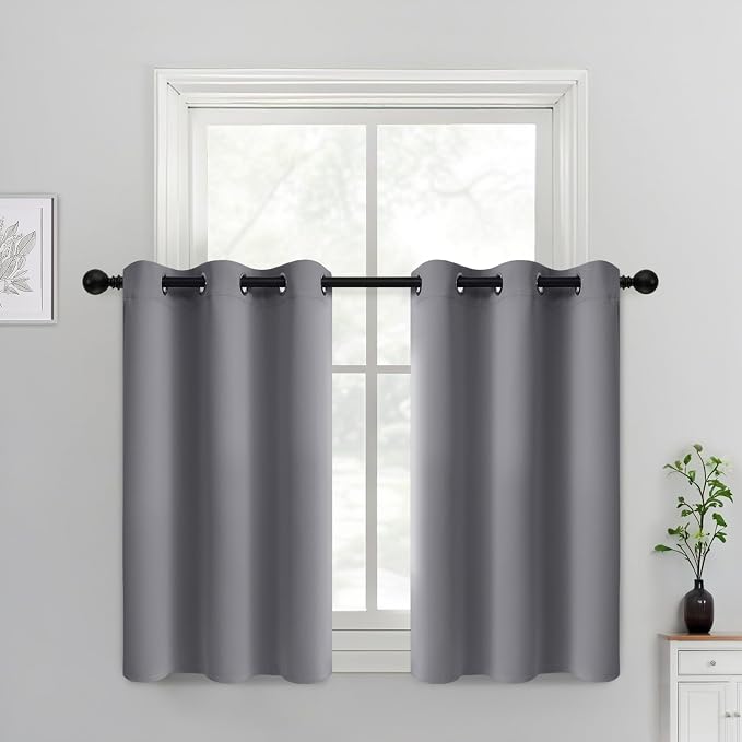 Yakamok Grey Blackout Curtains Room Darkening Thermal Insulated Grommet top by Yakamok