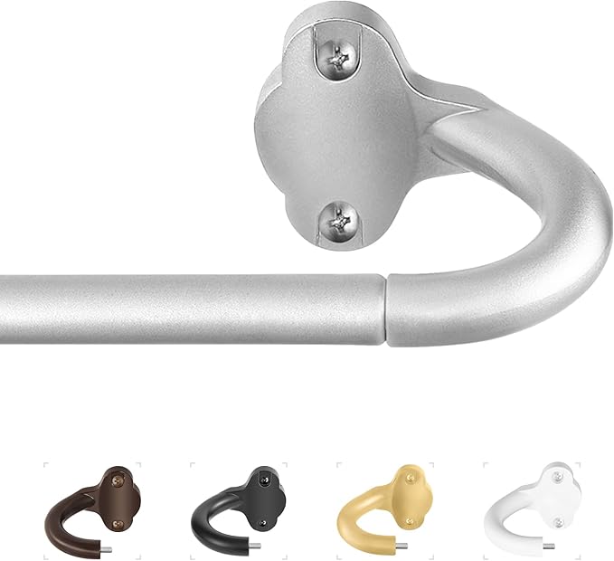 TVWOO Silver Wrap Around Curtain Rods:5/8 In Blackout Adjustable Window Curtain by TVWOO