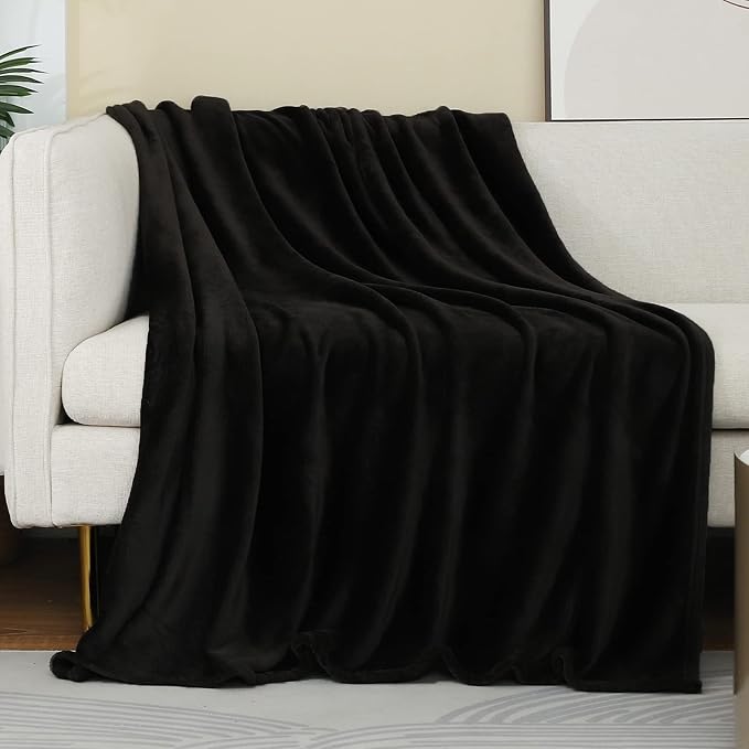 JIAHANNHA Black Throw Blanket Fleece Blanket Throw Size, Super Soft Cozy Plush by JIAHANNHA