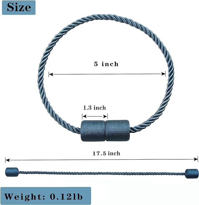 4 Pack Blue Strong Magnetic Curtain Tiebacks Outdoor Elegant Decorative Tie - Image 3