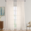 OVZME Sheer Cream Curtains 108 Inches Long 2 Panels Set, 59 Inch Extra Wide by OVZME