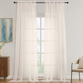 OVZME Cream Sheer Curtains 120 Inches Long 2 Panels Set, 59 Inch Extra Wide by OVZME