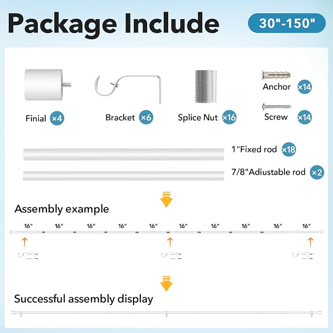 IFELS 2 Pack Heavy Duty Curtain Rods - Image 4