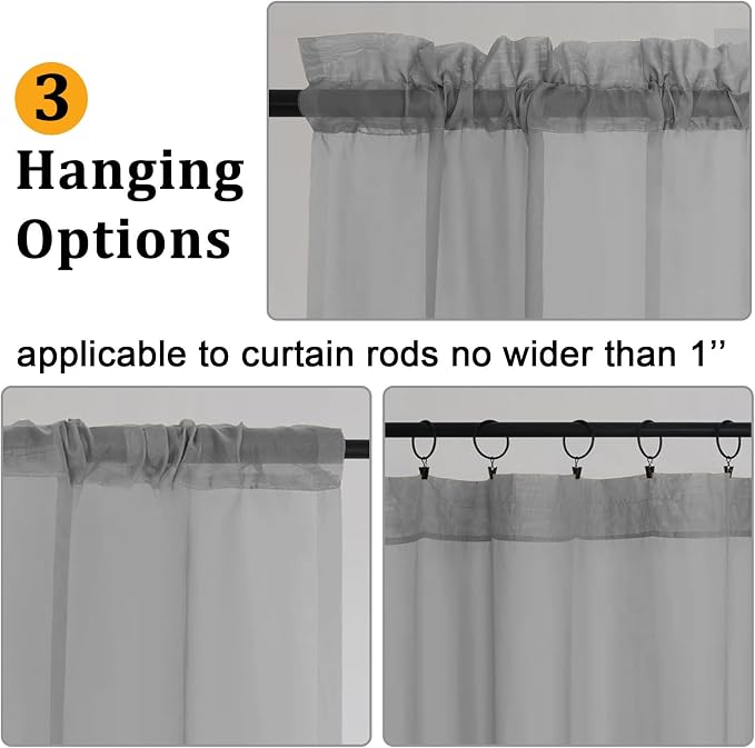 Gwine Charcoal Grey Sheer Curtains - Image 4