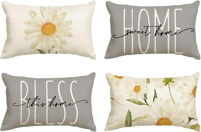 AVOIN colorlife Home Sweet Home Spring Summer Flowers Throw Pillow Covers by AVOINcolorlife