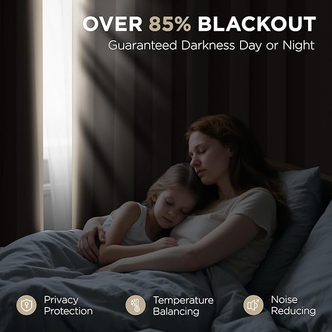 Joydeco Blackout Curtains 90 Inch Length 2 Panels Set, Thermal Insulated Long - Image 3